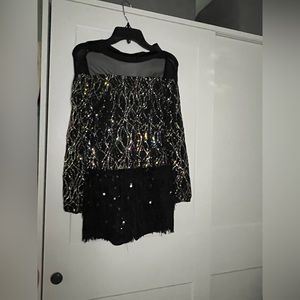 Black and rainbow sparkly Weissman dance costume